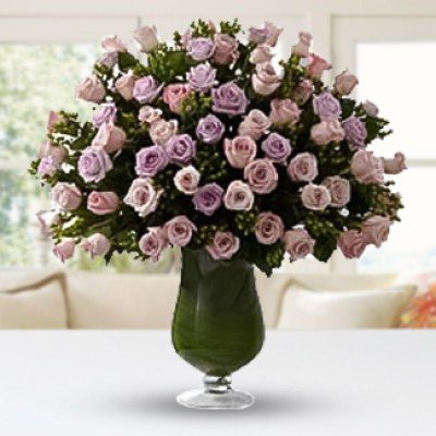 Bunch of 80 Stems of Pink and purple Roses with fillers in nice wrapping
For Her