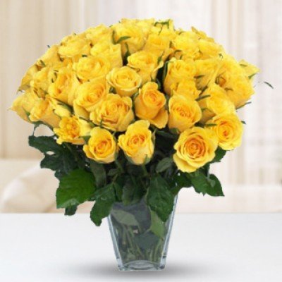 Bunch of 40 Yellow Roses with greens in nice wrapping Magical Friendship