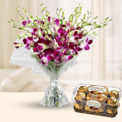10 Purple Orchids & Chocolates