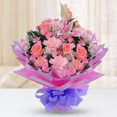 Carnations Lilies and Roses