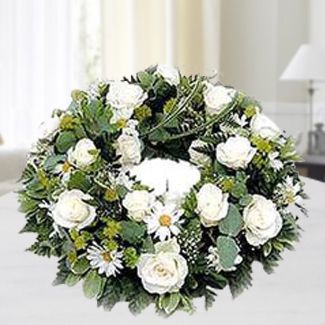 Wreath Arrangements of White Flowers Funeral Wreath