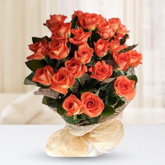 20 stems Orange Roses nicely wrapped Noble Attention