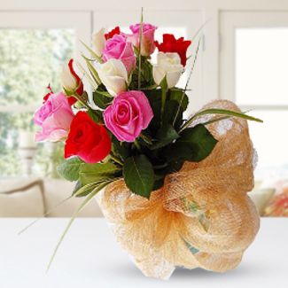 1 dozen mixed colored roses nicely wrapped Perfect Love