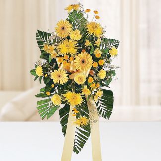 Stand arrangement of yellow flowers Yellow Sympathy