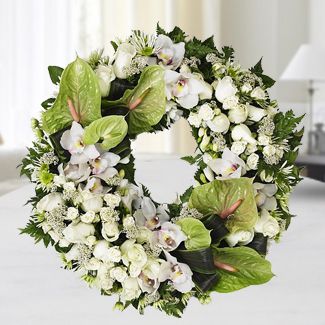 Wreath arrangement of Luxury white flowers Eternal Love