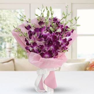 Bunch of 10 handpicked Purple Orchid Stems in nice wrapping Exotic Orchid Beauty